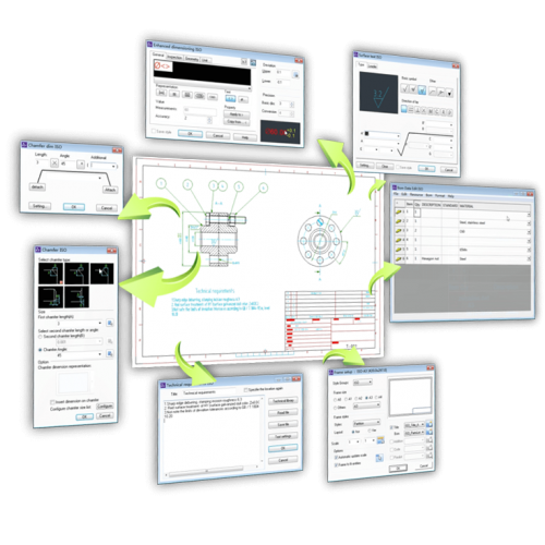 Diagram showing links between ZWCAD processes