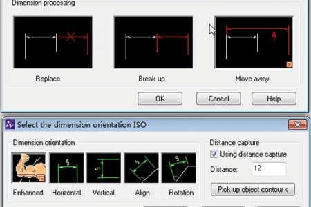 Dialog showing options for dimension overlap correction