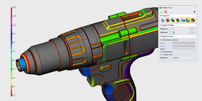 CADbro analysis of a pistol drill showing multi coloured display