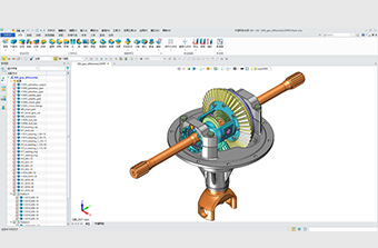 A model of a rack and pinion gear in the ZW3D modelling software